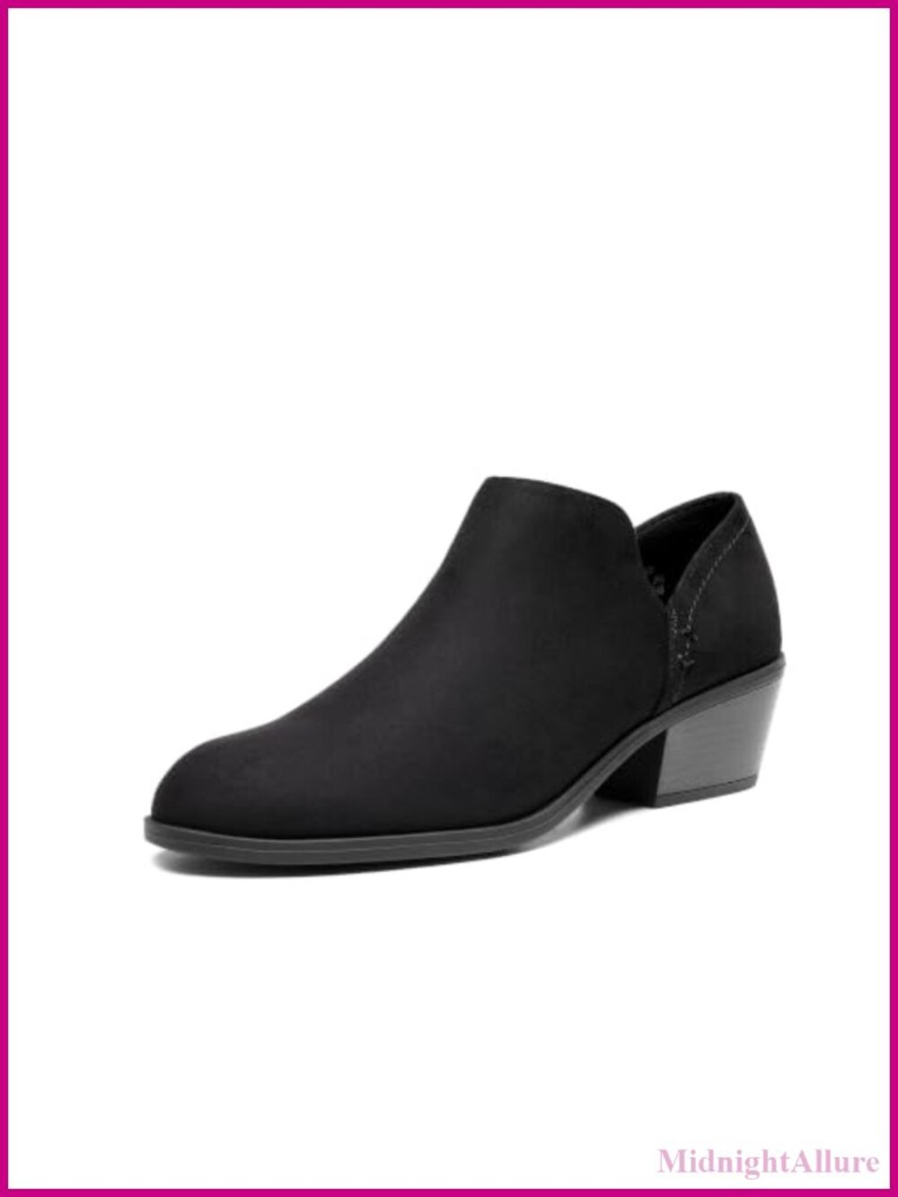 Women's Chunky Heel Ankle Booties Faux Suede Dress Boots Side Zip